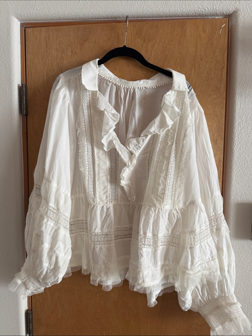 By Anthropologie Ruffled V-Neck Popover Blouse
